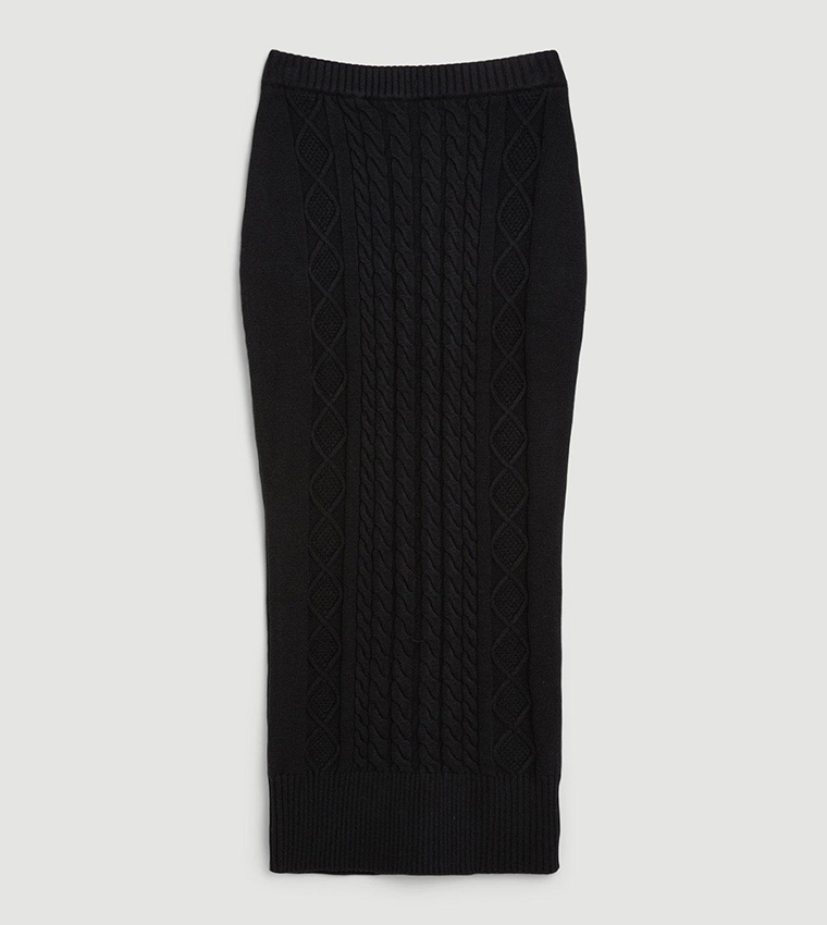 Buy Karen Millen Cable Knit Midi Skirt In Black 6thStreet UAE