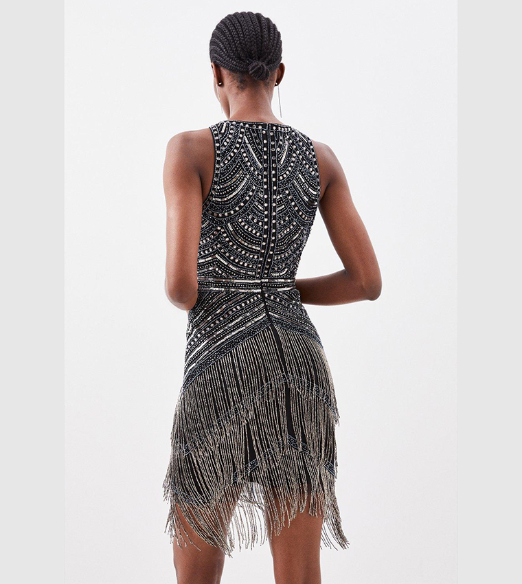 Backless Halter Sling with Metal Sequins - One Size / Silver
