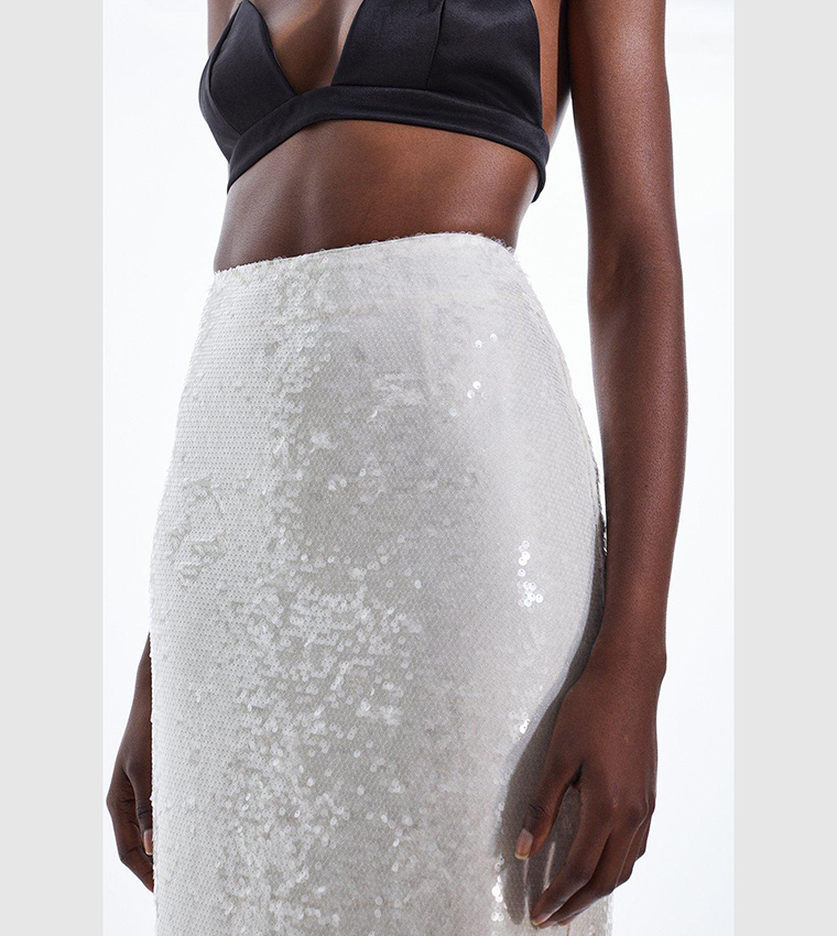 Buy Karen Millen Sequin Woven Maxi Skirt In Ivory | 6thStreet UAE