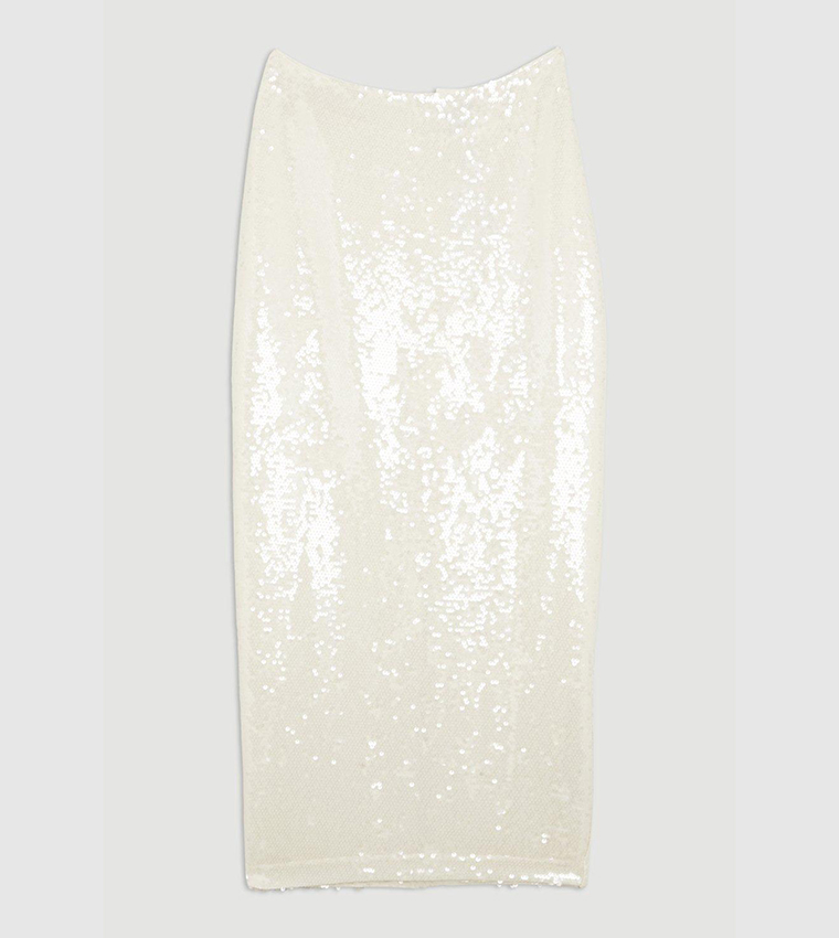 Buy Karen Millen Sequin Woven Maxi Skirt In Ivory 6thStreet UAE