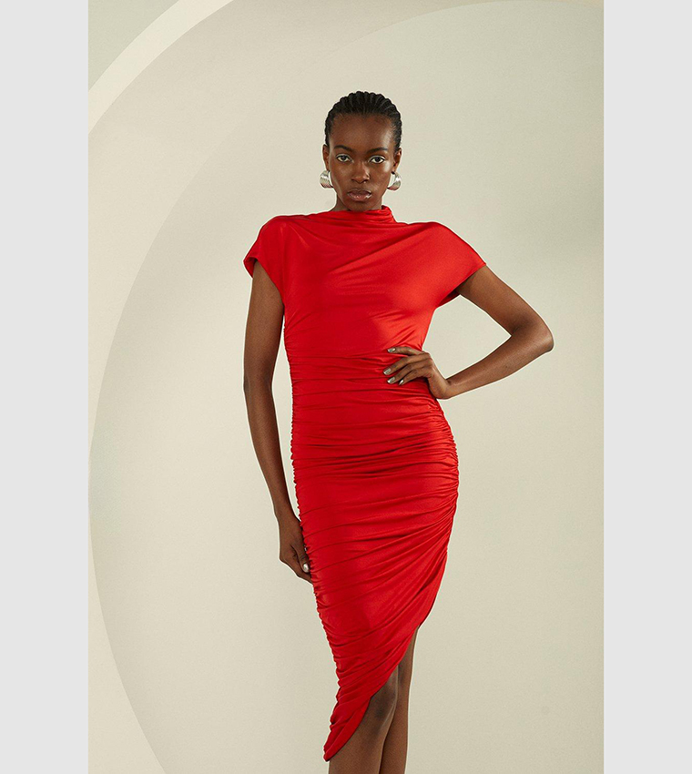 Karen millen 2024 red asymmetric dress