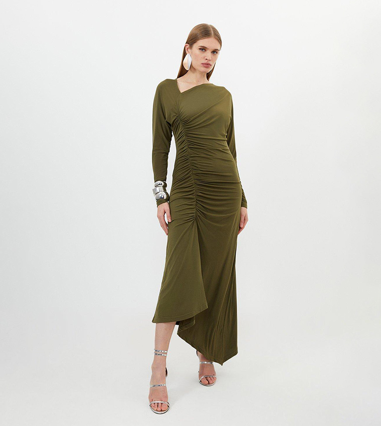 Khaki jersey maxi dress hotsell