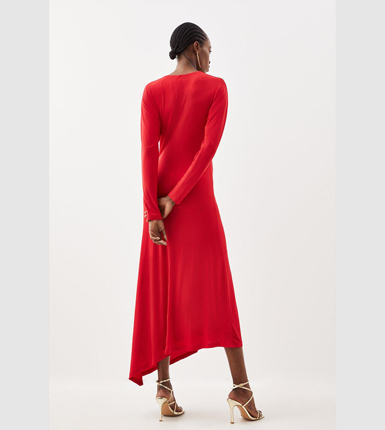 KAREN MILLEN 日本未入荷 ローズ刺繍 襟付き マキシスカート 赤 Buy Karen Millen Jersey Crepe Ruched Long Sleeve Maxi Dress