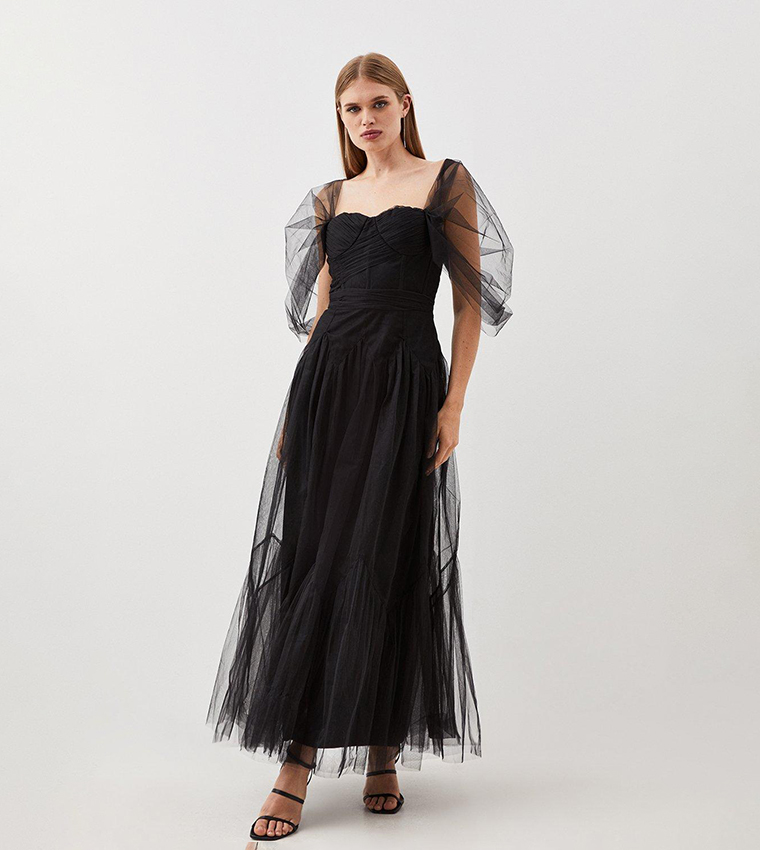Tulle Sheer Woven Maxi Skirt | Karen Millen