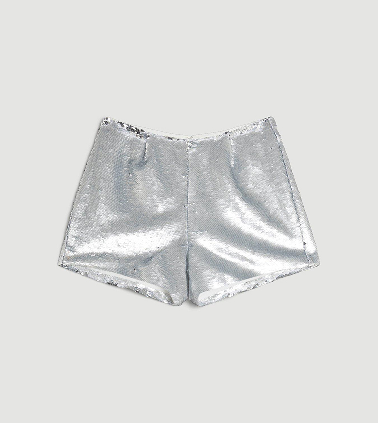 Sequin High Waisted Woven Shorts