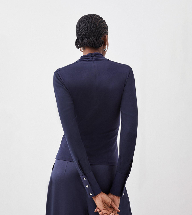 Jersey and Georgette Mix High Neck Top
