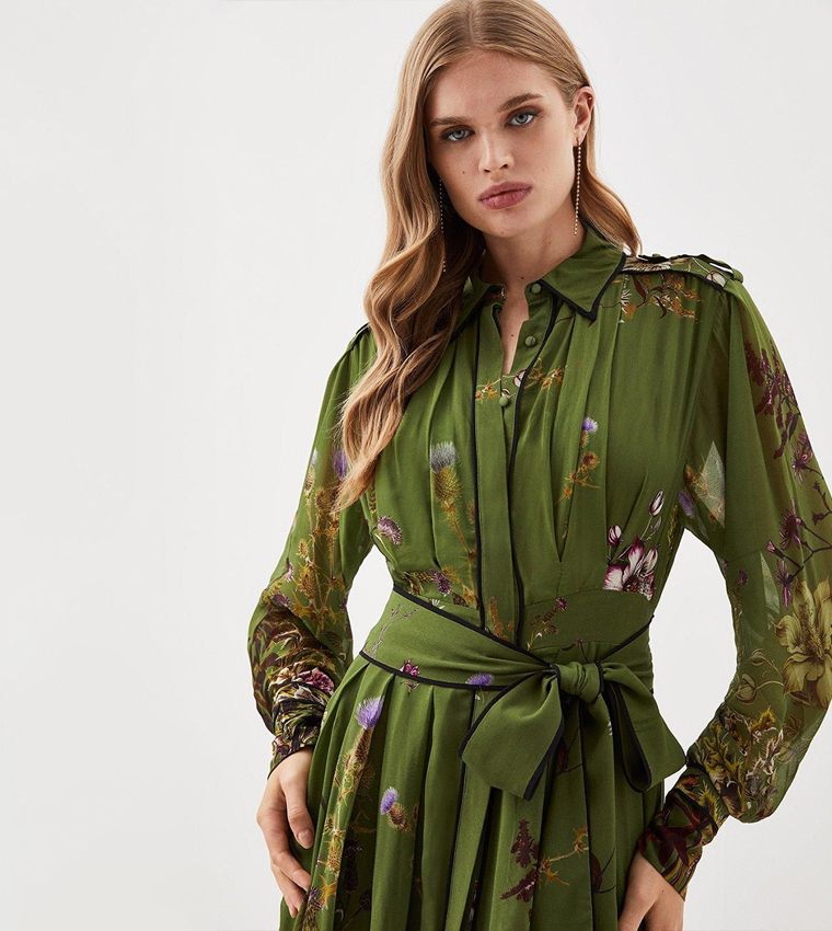 Buy Karen Millen Lydia Millen Floral Printed Midaxi Dress In Green |  6thstreet Saudi Arabia