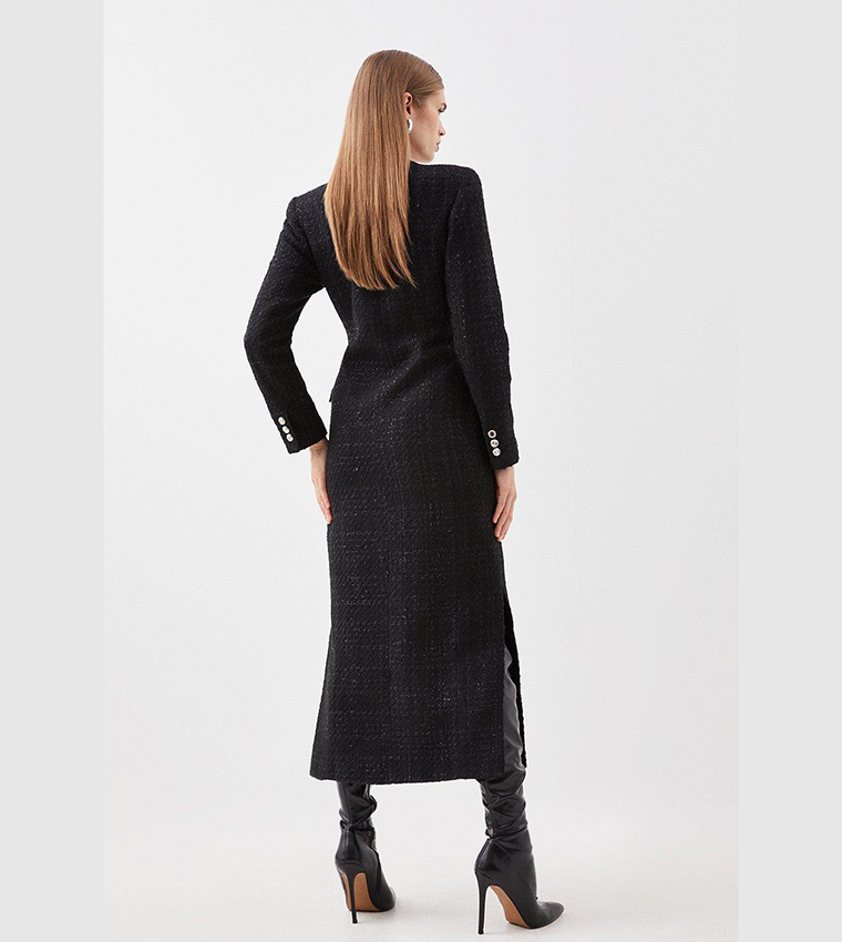 KAREN MILLEN 日本未入荷 サテンクレープ ミディドレス 無地 Karen Millen】ビスコーススカートニットミディドレス