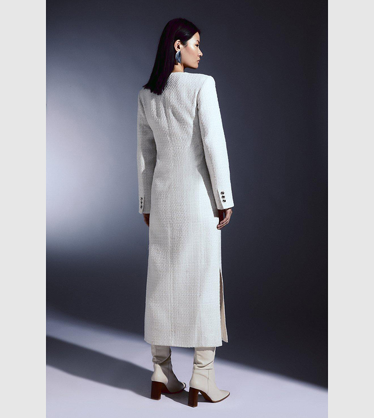 tailored sparkle boucle pocket detail long sleeve midi dress Black Tailored Sparkle Boucle Pocket Detail Long Sleeve Midi Dress