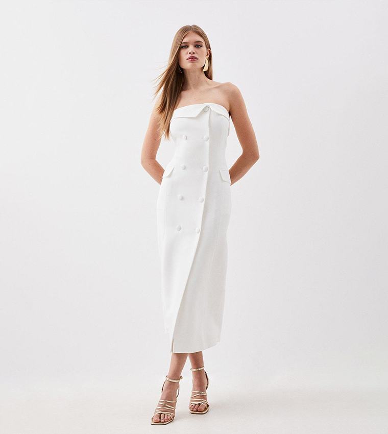 Buy Karen Millen Tailored Satin Back Crepe Double Breasted Bandeau