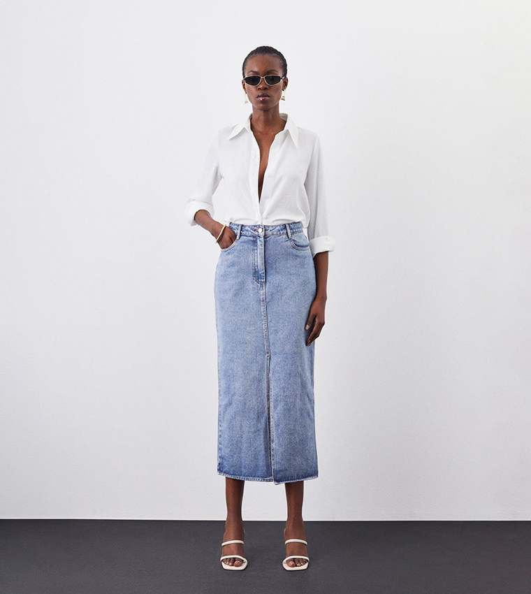 Denim midi skirt 00 hotsell