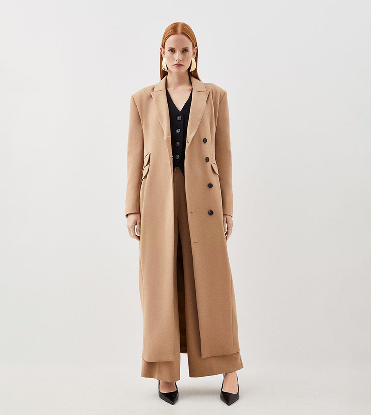 Buy Karen Millen Tailored Compact Stretch Strong Shoulder Maxi Blazer Dress In Camel 6thStreet Bahrain