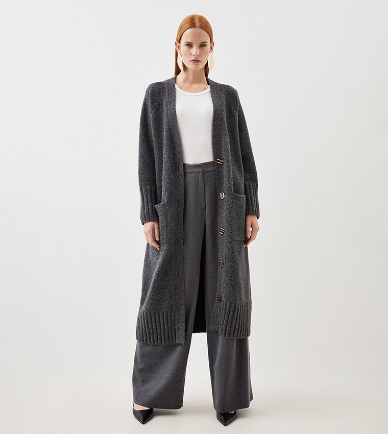 Long woollen store cardigan