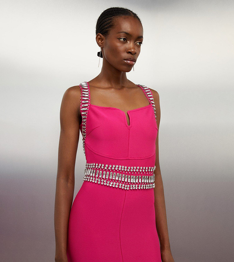 Buy Karen Millen Petite Bandage Figure Form Embellished Maxi Dress
