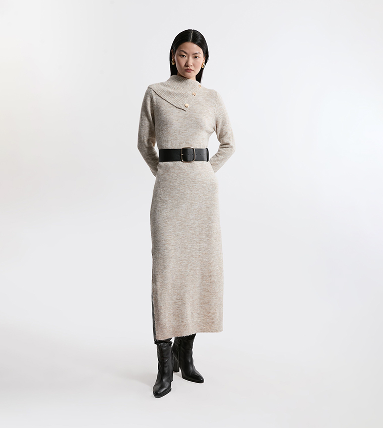 Argyle Karen Millen Roll Neck Jumper Dress Karen Millen Wool Blend