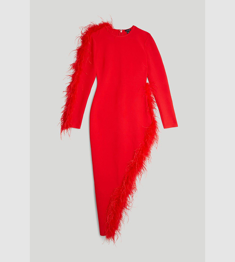 Buy Karen Millen Figure Form Bandage Knit Split Feather Hem