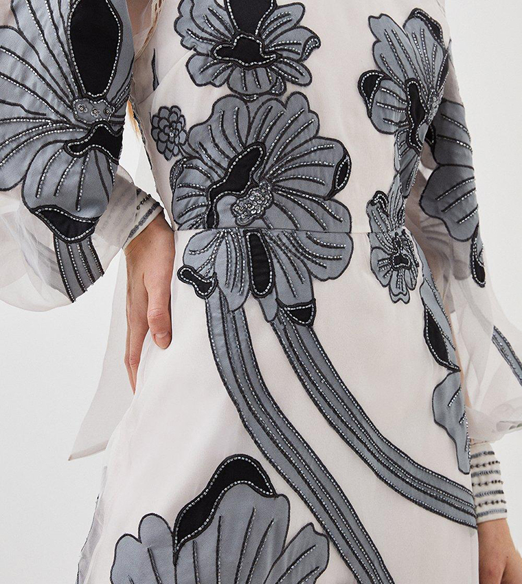 chinese dress ladies Petal Whispers Mesh Floral Applique Maxi Dress – VICI main image 1