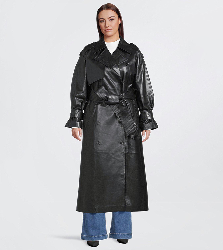 Karen Millen Faux Leather Black Trench Coat Buy Karen Millen