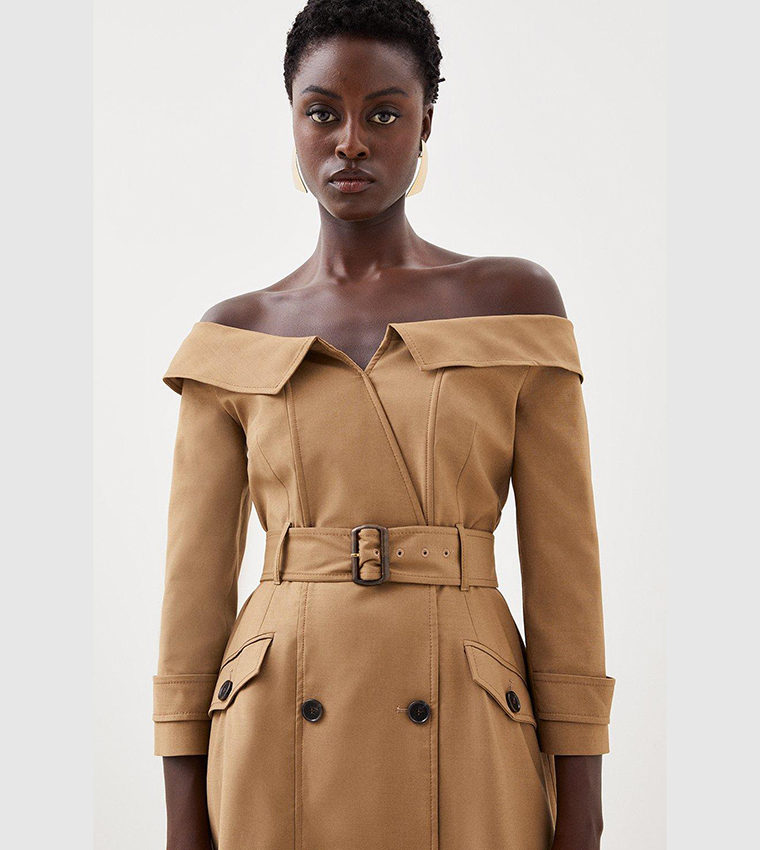 Buy Karen Millen Tailored Wool Blend Trench Midaxi Dress In Camel 6thStreet Saudi Arabia