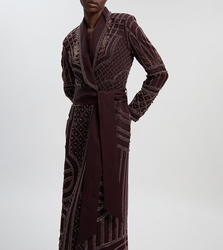 Crystal Embellished Midi Blazer Dress