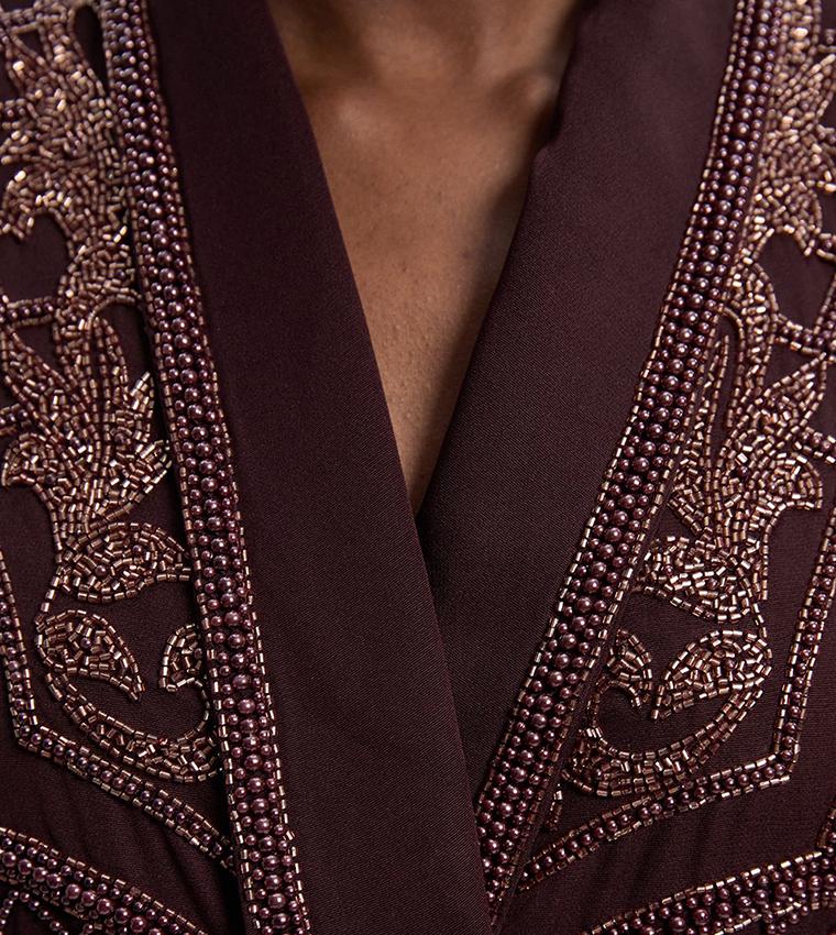 Crystal Embellished Midi Blazer Dress