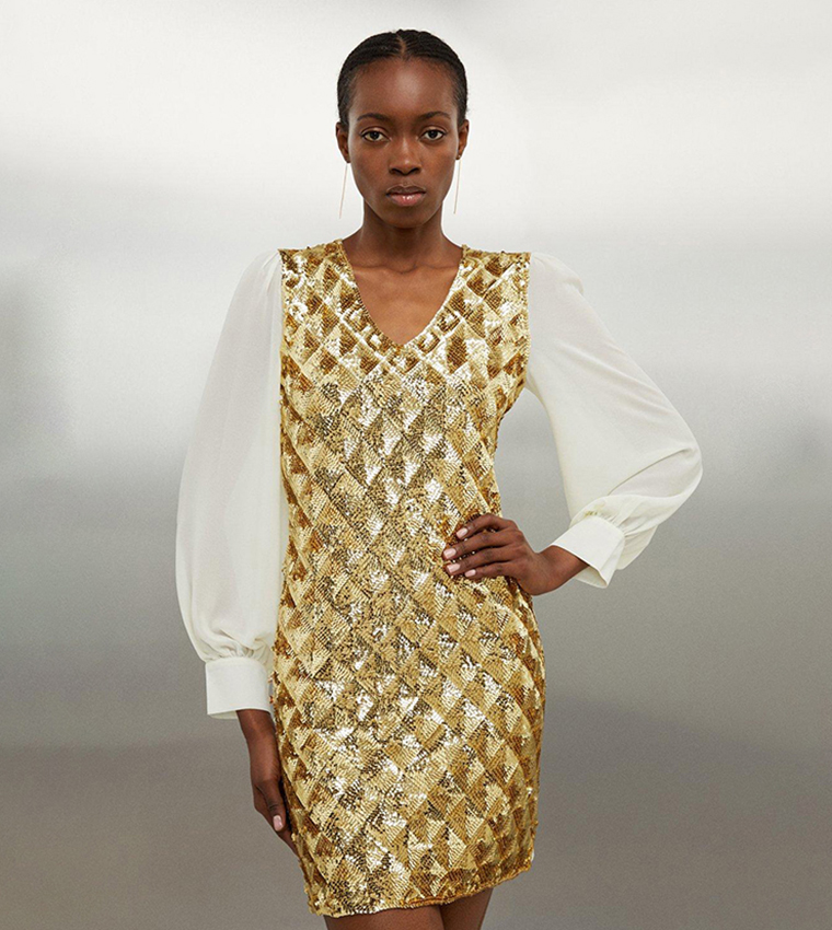 Karen millen hot sale gold dress