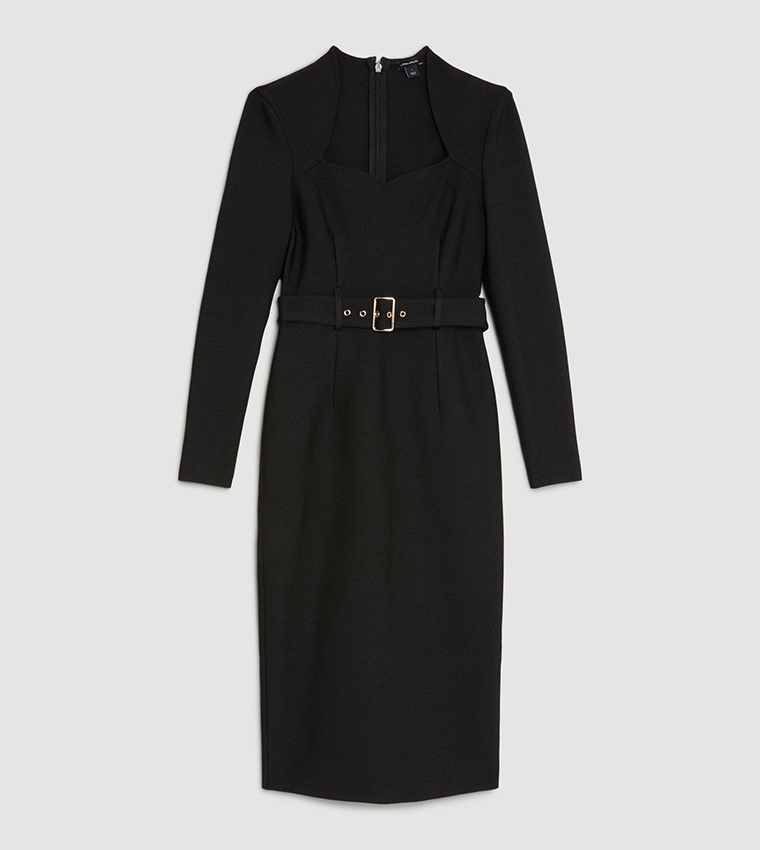 Bandage Figure Form Knit Belted Midi Dress