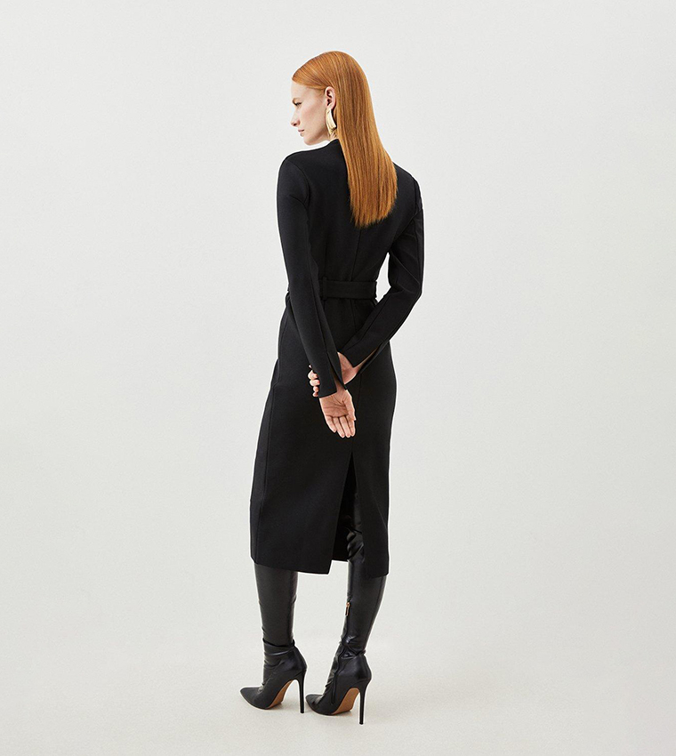 Bandage Figure Form Knit Belted Midi Dress