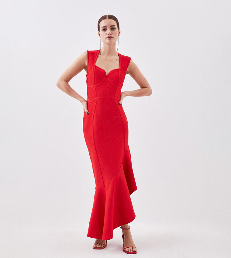 Buy Karen Millen Bandage Figure Form Knit Midaxi Dress In Red