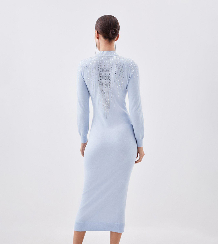 Buy Karen Millen Viscose Blend Embellished Knit Midi Dress