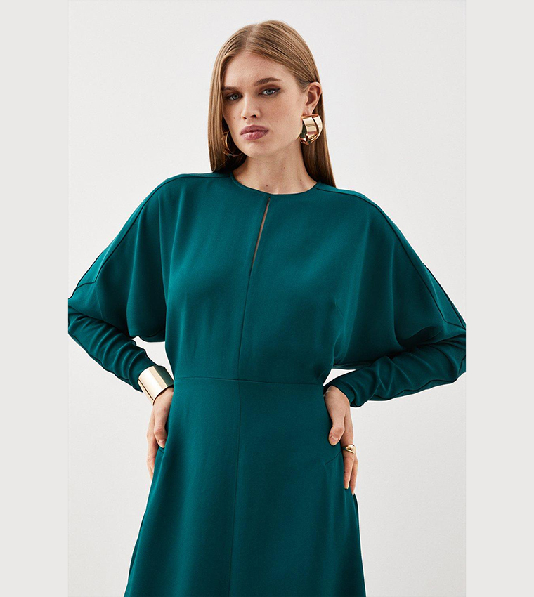 Premium Viscose Crepe Long Sleeves Woven Midi Dress