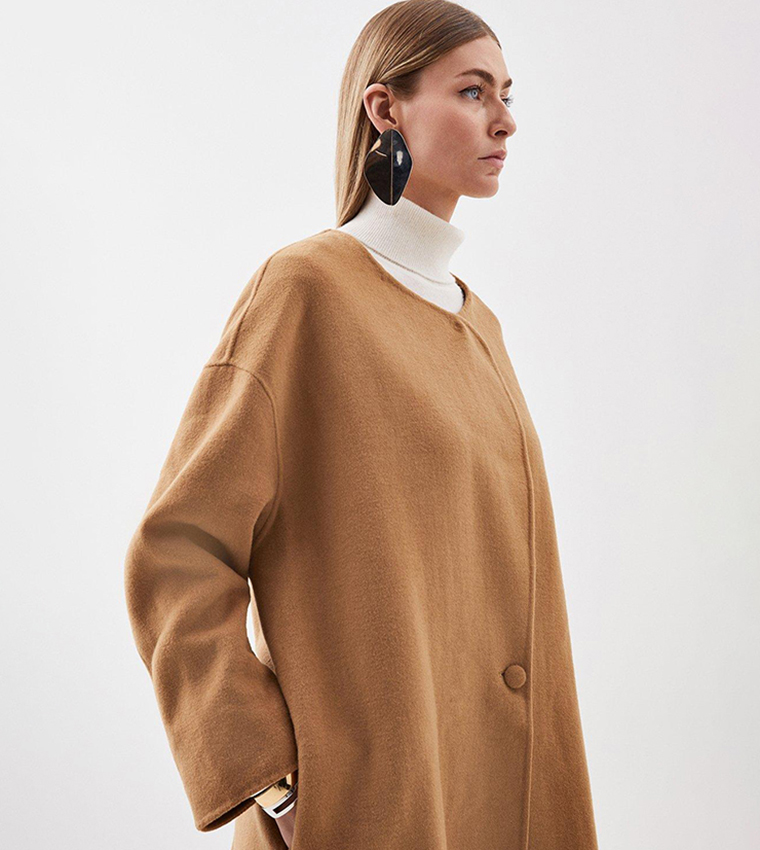 Karen millen camel tailored on sale coat