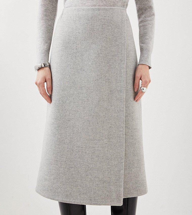 Buy Karen Millen Tailored Wool Blend Double Faced Wrap Detail Midi