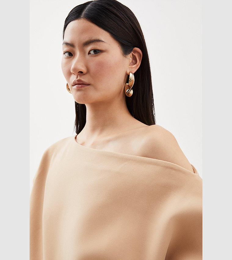 Buy Karen Millen Compact Stretch Off Shoulder Long Sleeve Maxi Dress In