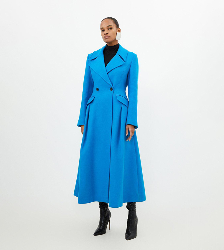 Buy Karen Millen Italian Wool Blend Tailored Flared Skirt Midaxi