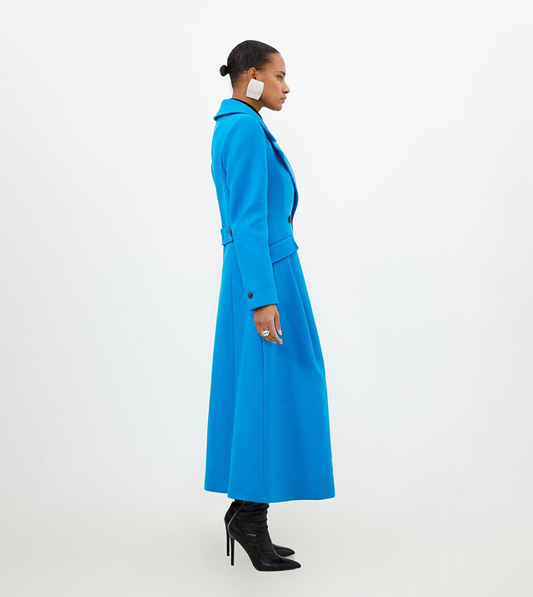 Lydia Millen Italian Wool Blend Flared Skirt Midaxi Coat