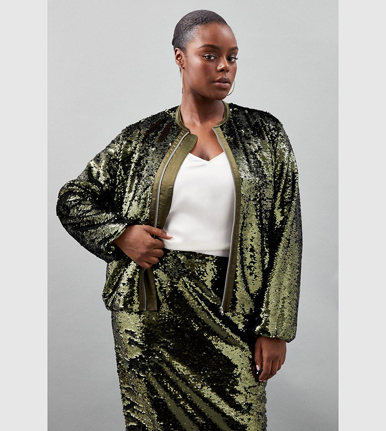 Khaki sequin jacket best sale