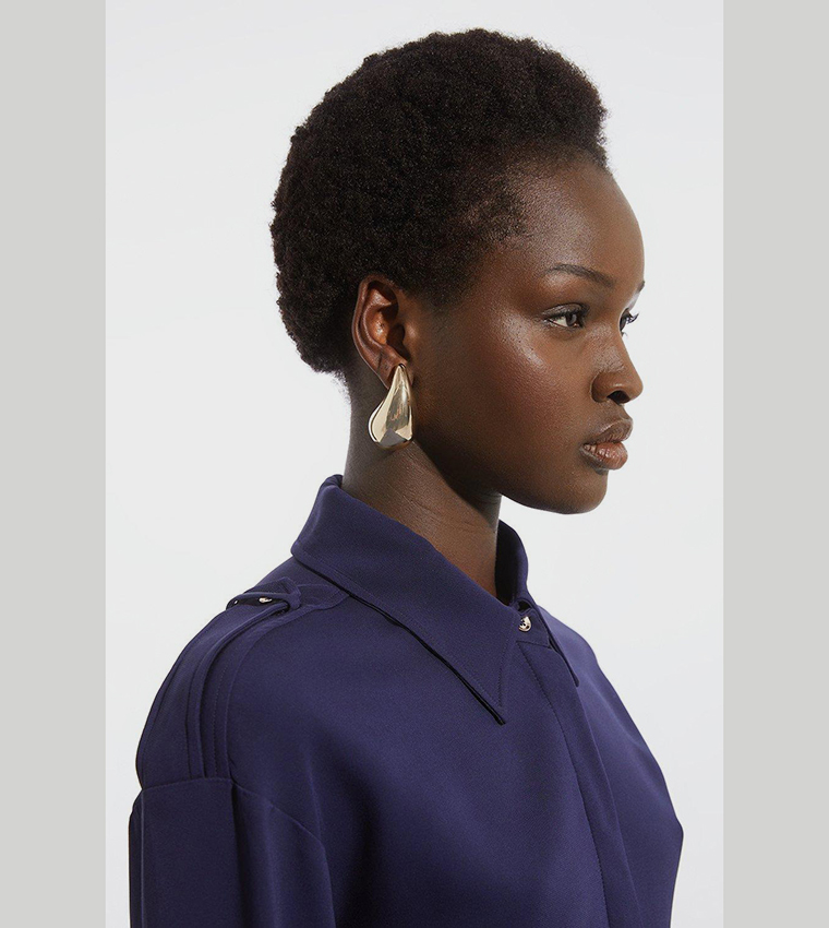 Viscose Crepe Long Sleeves Collared Shirt