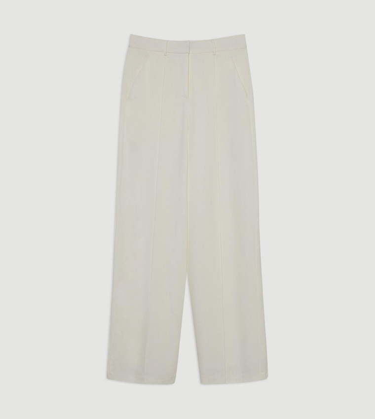 Premium Woven Viscose Crepe Wide Leg Trousers