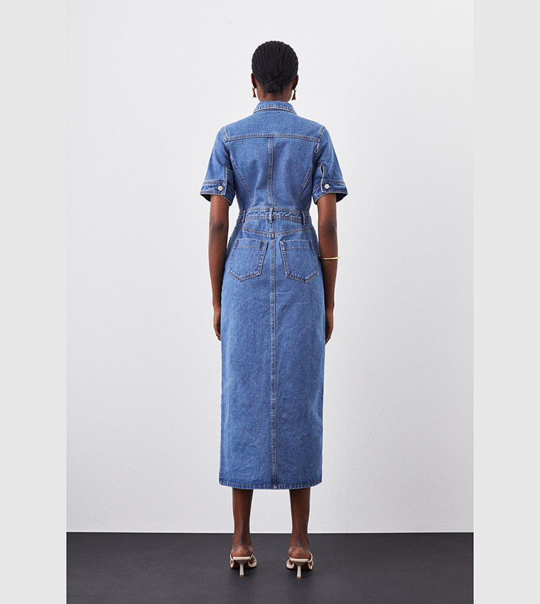 Denim Maxi Shirt Dress | Karen Millen