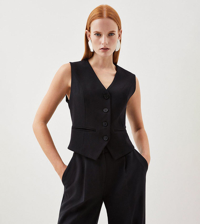 Buy Karen Millen Solid Tailored Waistcoat In Black 6thStreet Saudi Arabia