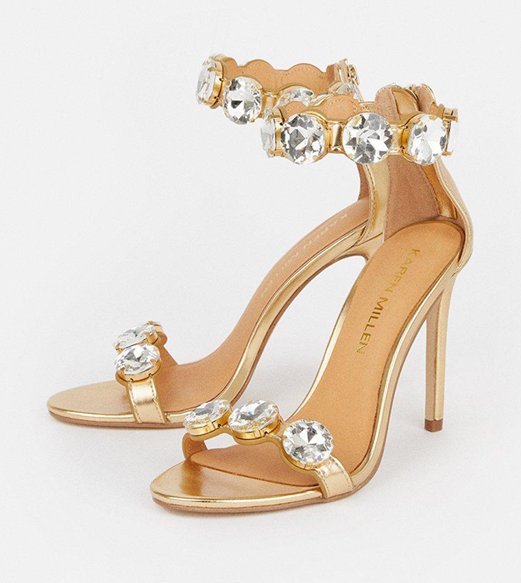 Karen millen woven stiletto heel sandals gold sale