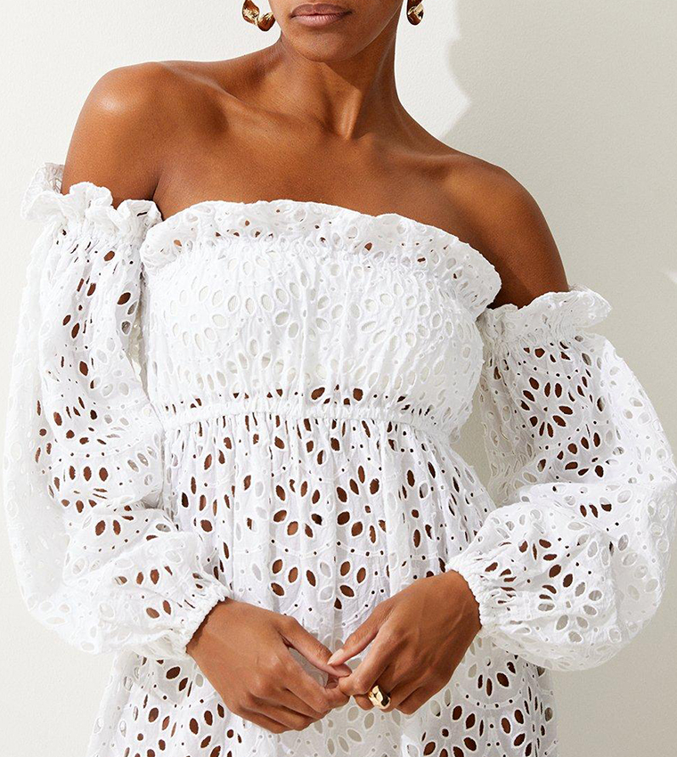 Robe Karen Millen Boho Décolleté Bustier - Blanc/noir Taille 4 - Occasion Très Bon état