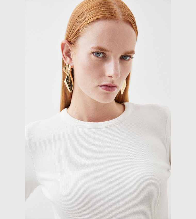 Compact Jersey Long Sleeves Ribbed Top