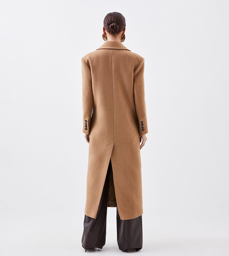 Buy Karen Millen Italian Wool Blend Double Breasted Coat In Camel