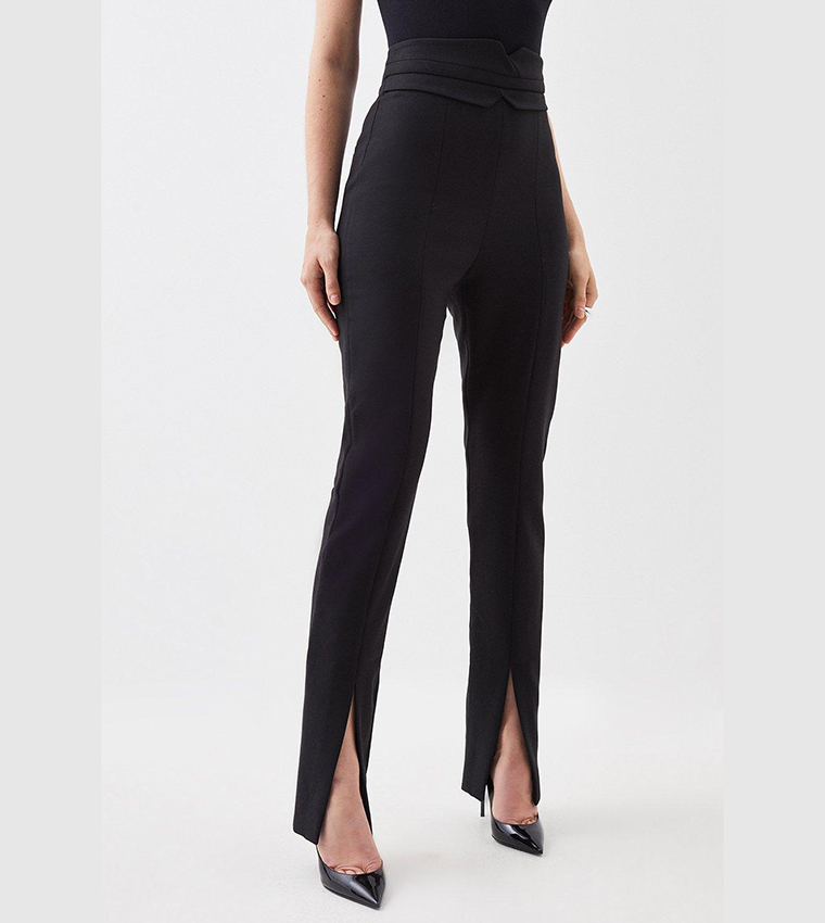 Ponte High Rise Split Front Legging | Karen Millen