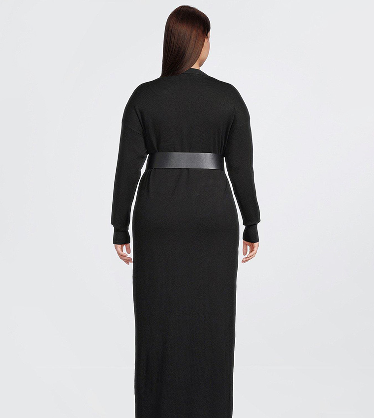 Viscose Blend Knit Maxi Belted Cardigan