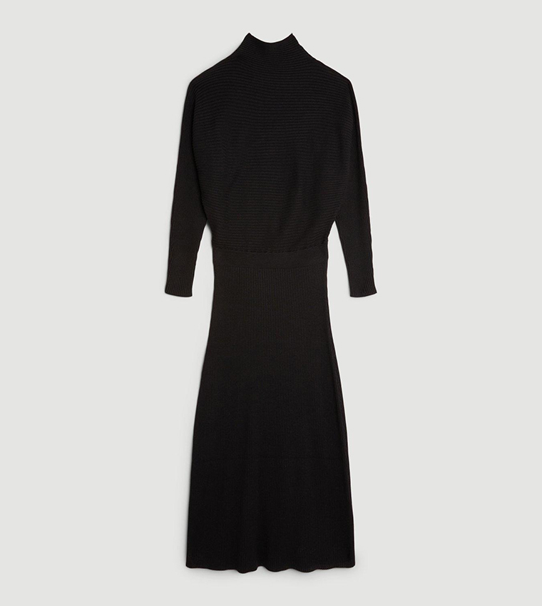 Buy Karen Millen Viscose Blend Knit Round Neck Midaxi Dress In Black ...