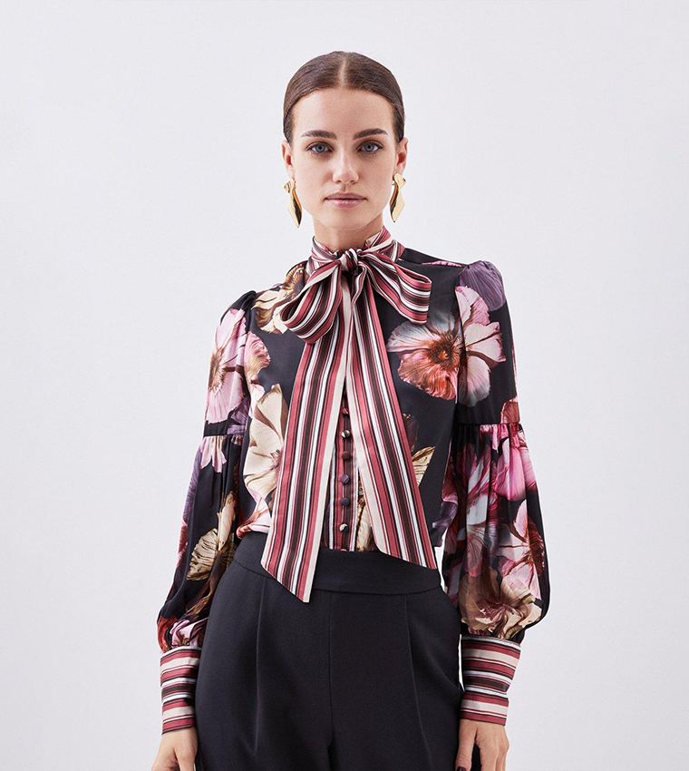 Buy Karen Millen Floral Printed Woven Top In FLORAL | 6thStreet UAE