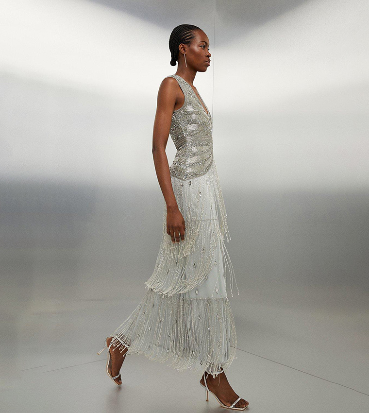 Buy Karen Millen Tall Embellished Beaded Woven Maxi Dress In